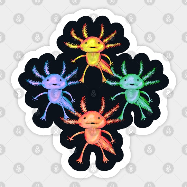 Axolotl Quartet Sticker by okpinsArtDesign